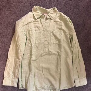 Talbots Mint Green Size Small Linen Collared Shirt